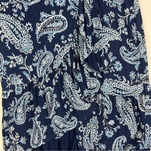 Talbots Skirt Women Medium Cascading Jersey Knit Wrap Maxi Pull On Paisley Lined - Picture 11 of 14